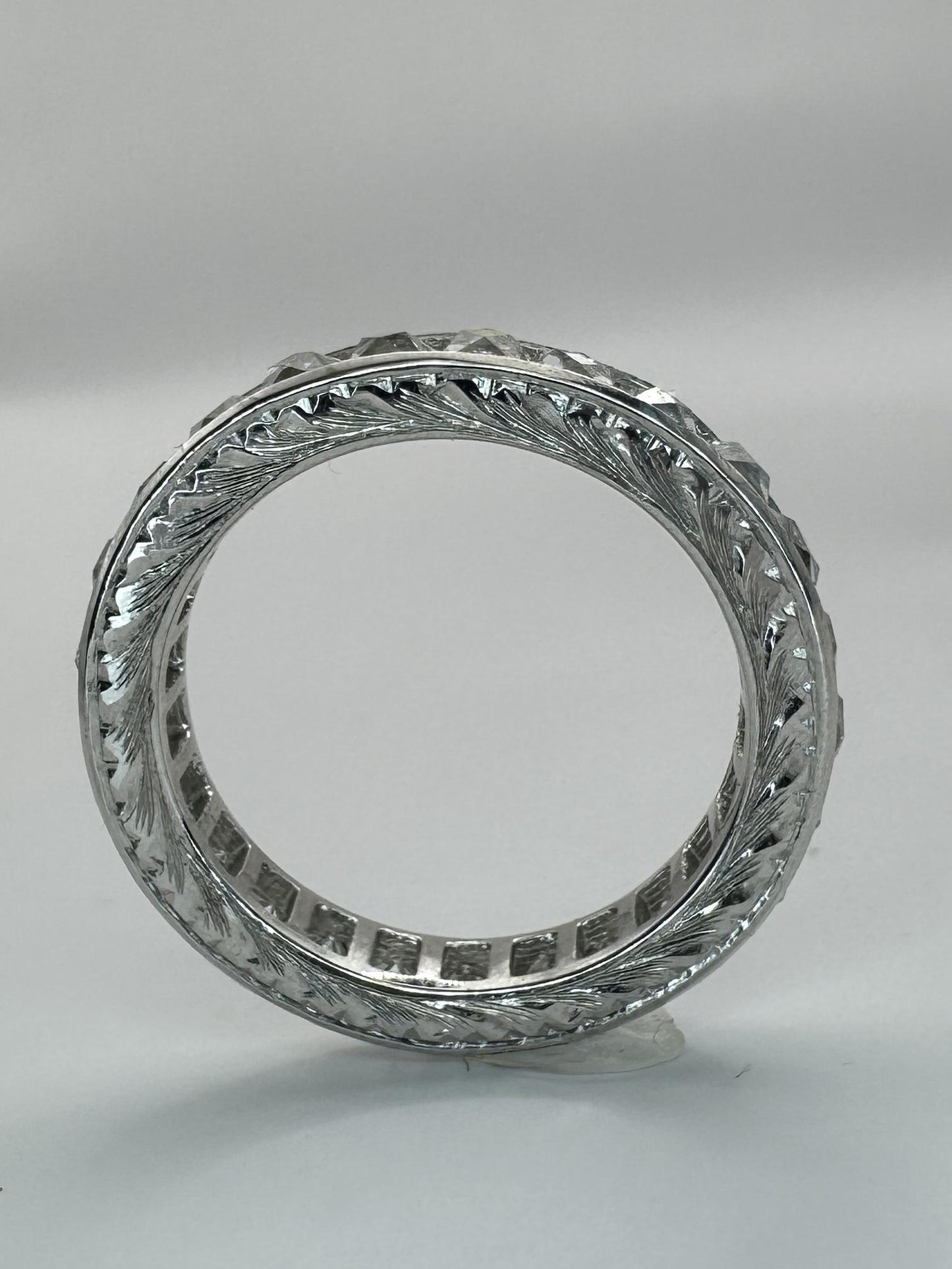 Platinum 3.00 Carat Repurposed Diamond Hand Engraved Eternity Band - Size 5