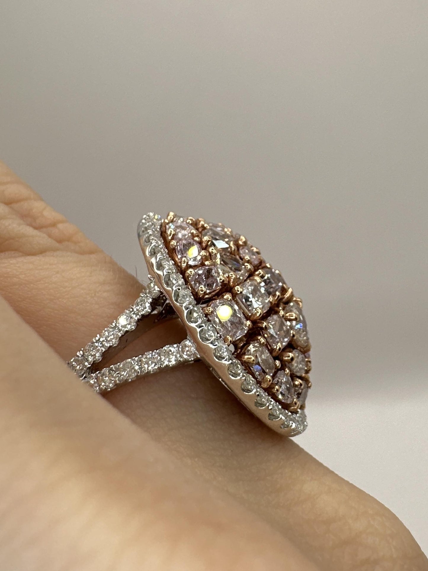 18k Pink and White Diamond Cocktail Ring