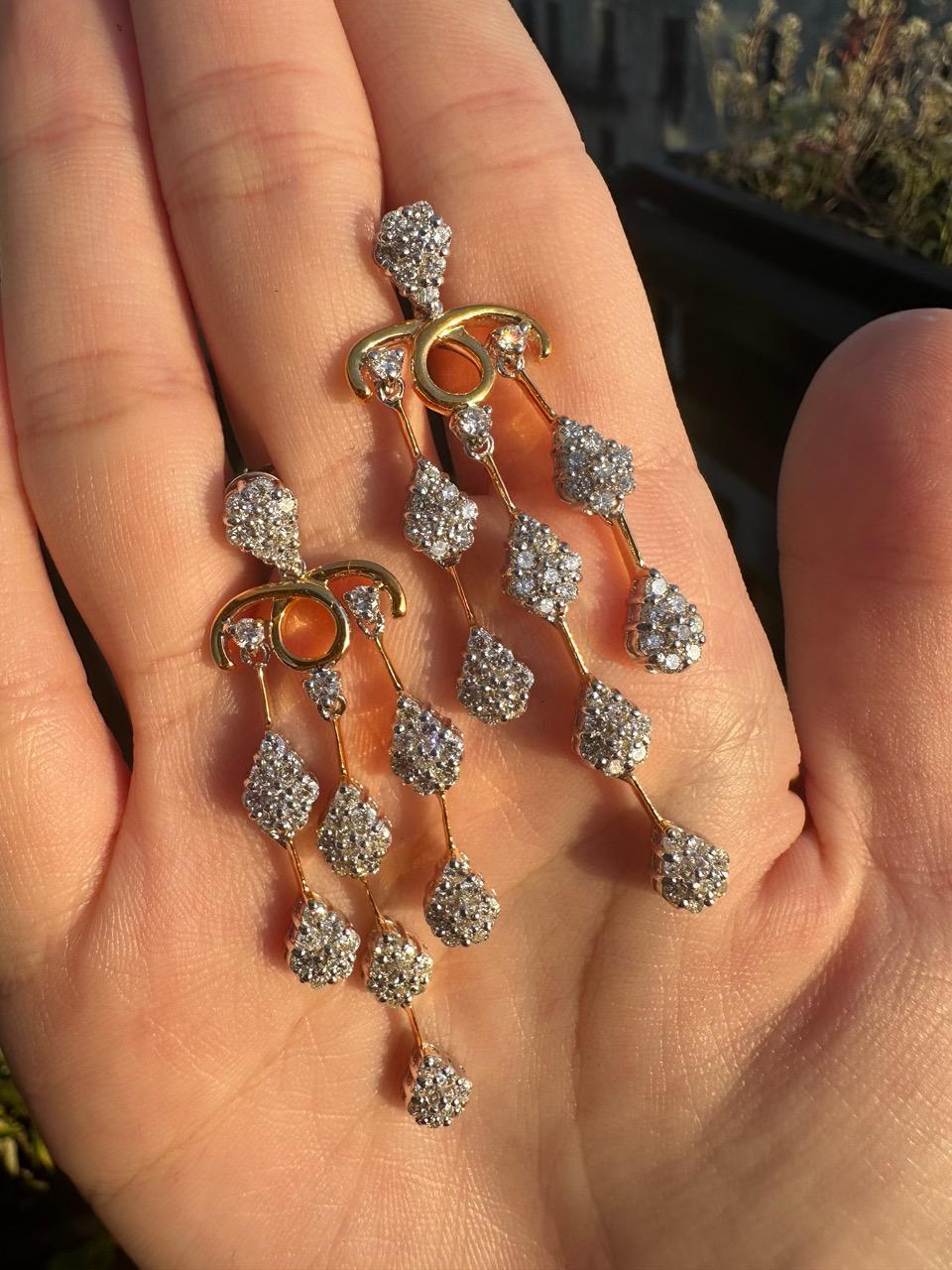 18K White and Yellow Gold Diamond Earrings