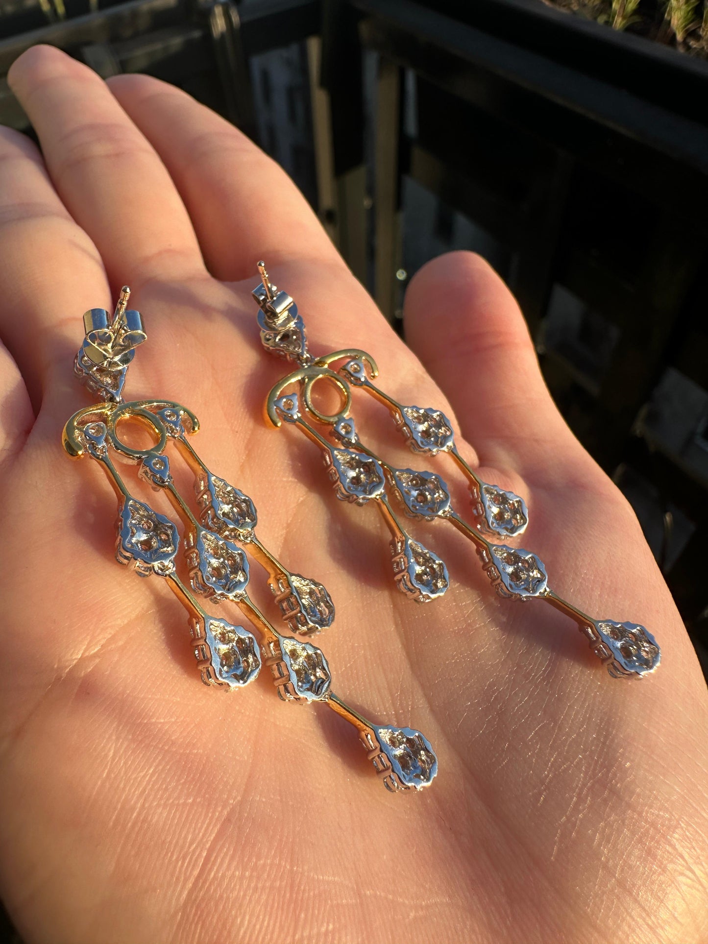 18K White and Yellow Gold Diamond Earrings
