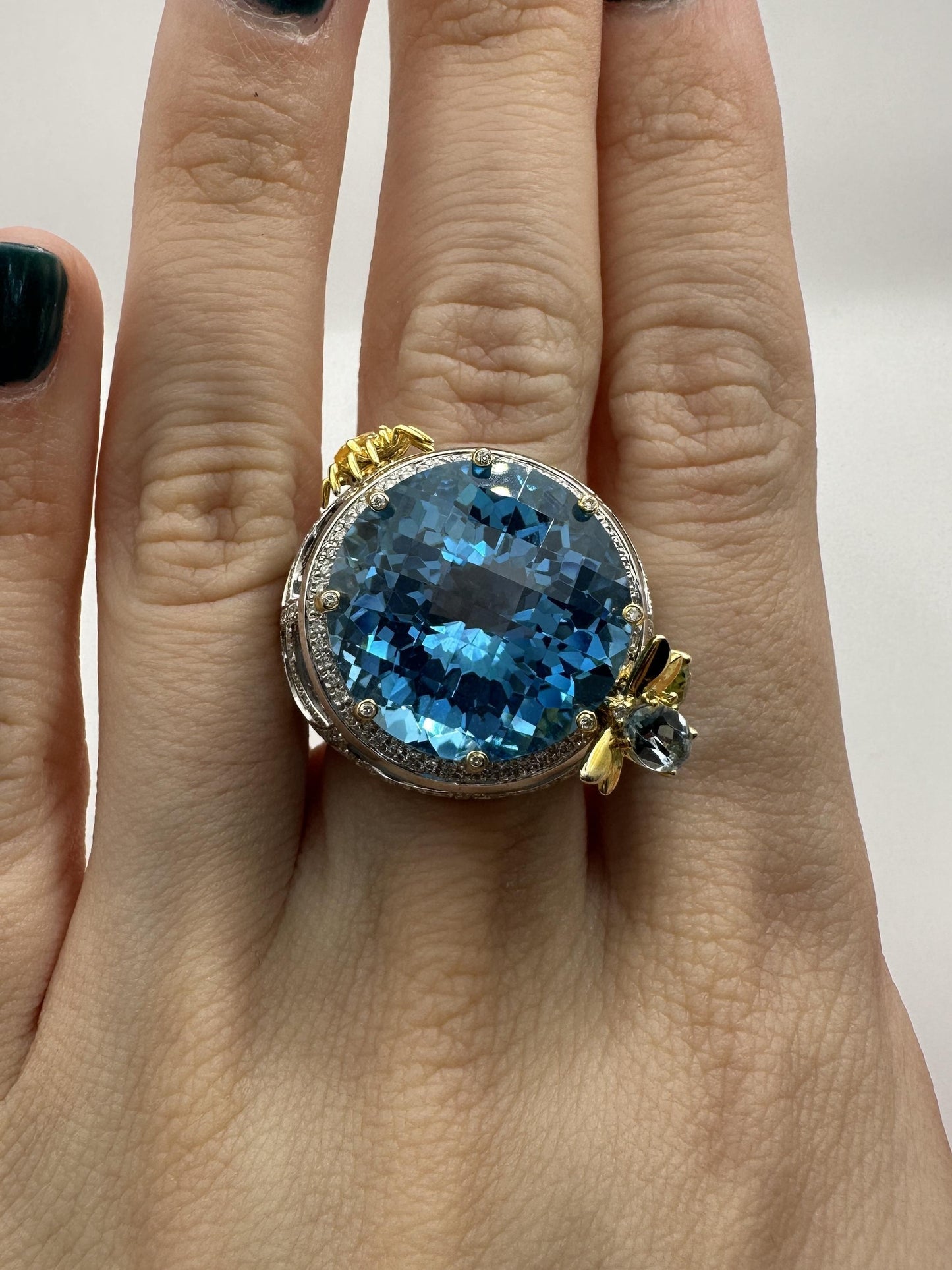 18k Diamond and Multi Colored Stone Cocktail Ring