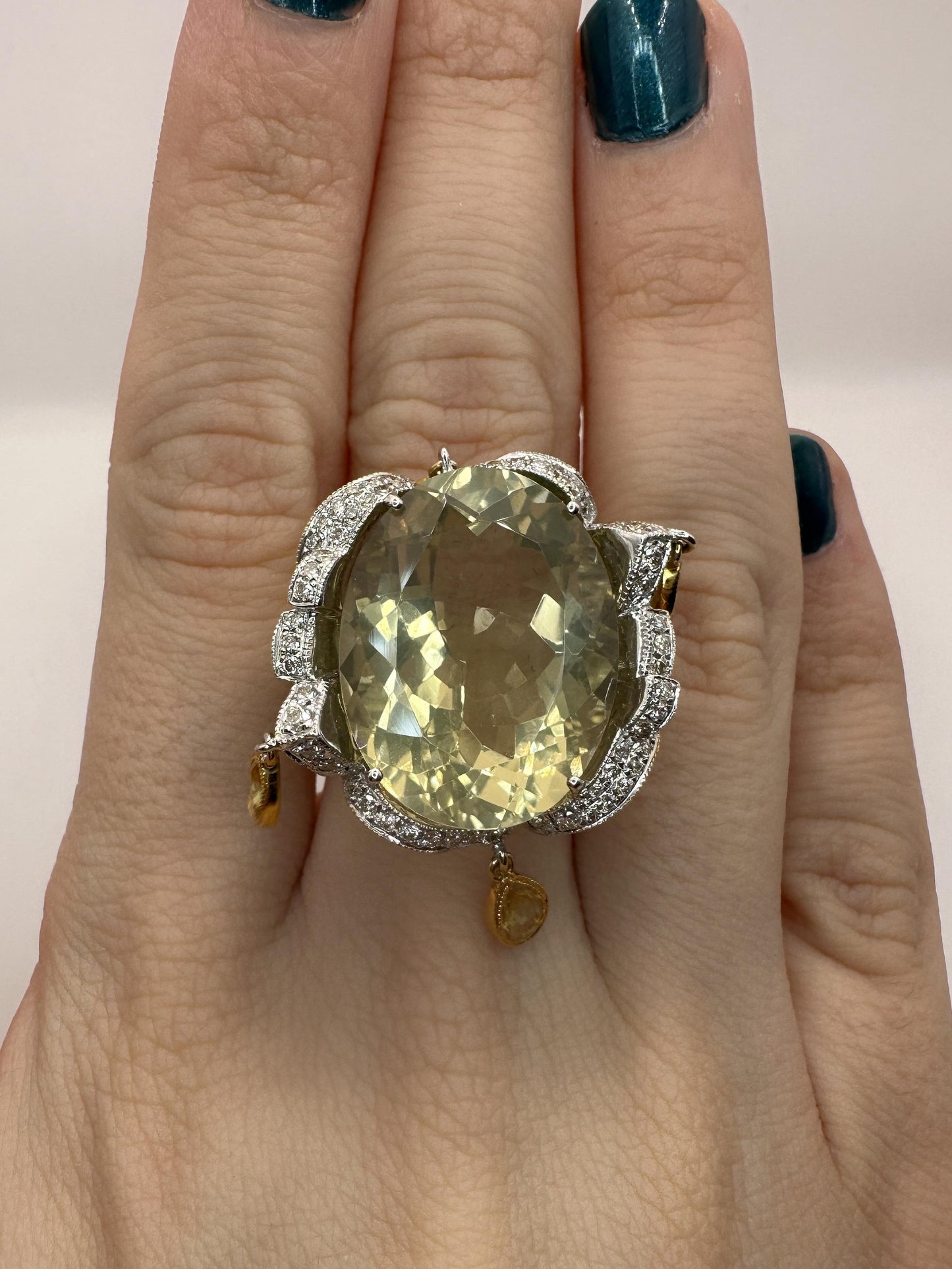 18k Diamond and Yellow Sapphire Cocktail Ring.