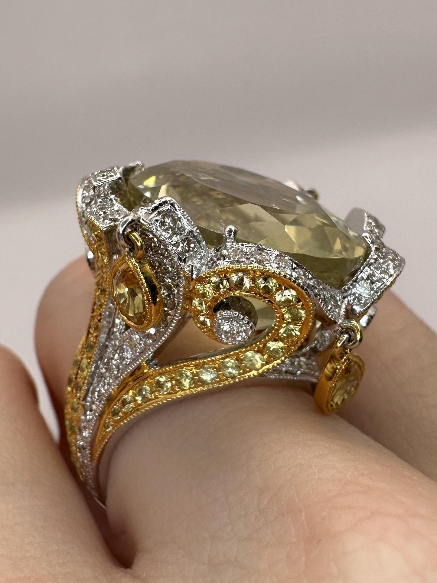 18k Diamond and Yellow Sapphire Cocktail Ring.