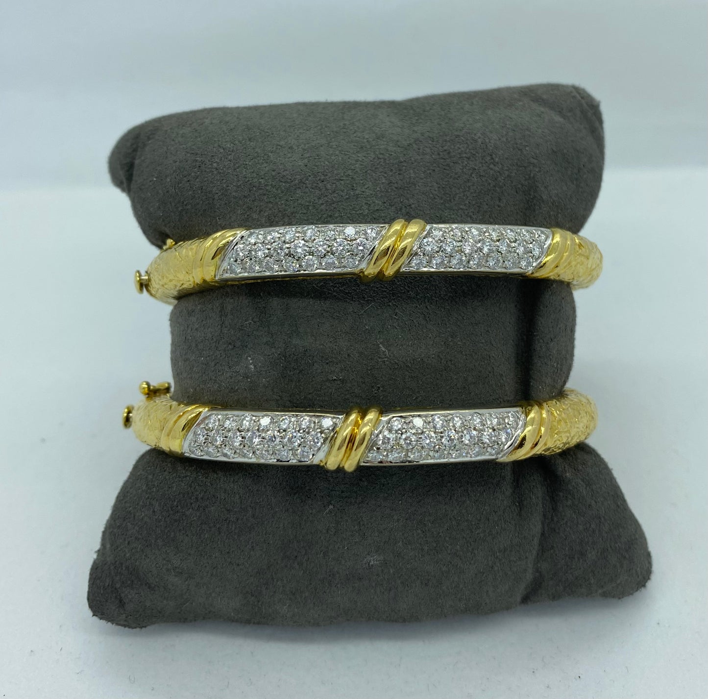 Pair of 1960’s 18k and Diamond Bangles