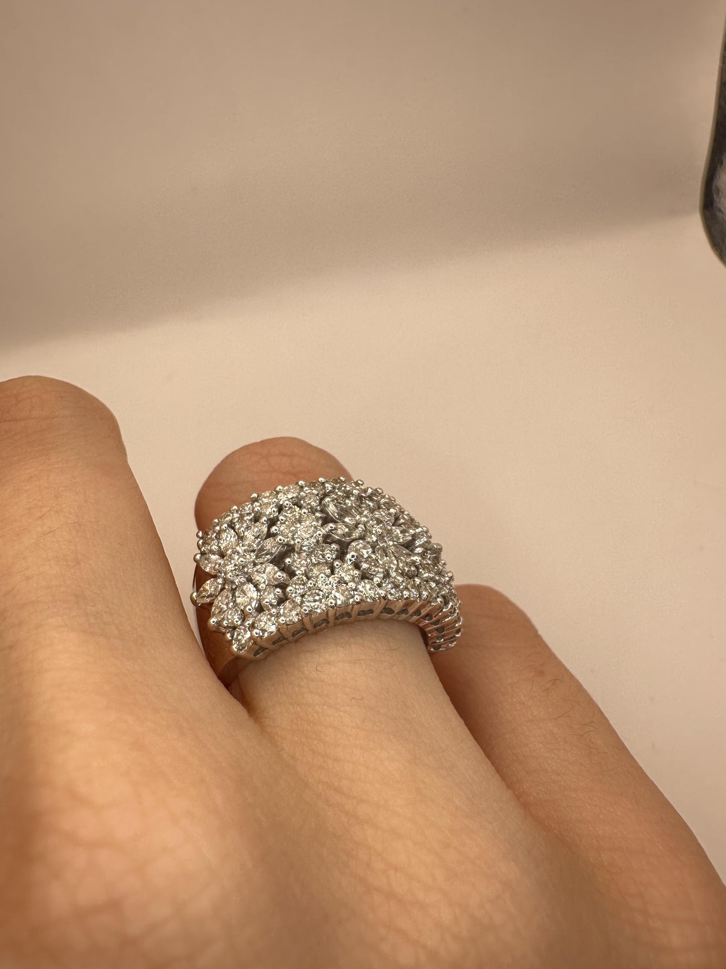 18k Marquise Cut Diamond Wide Band Ring