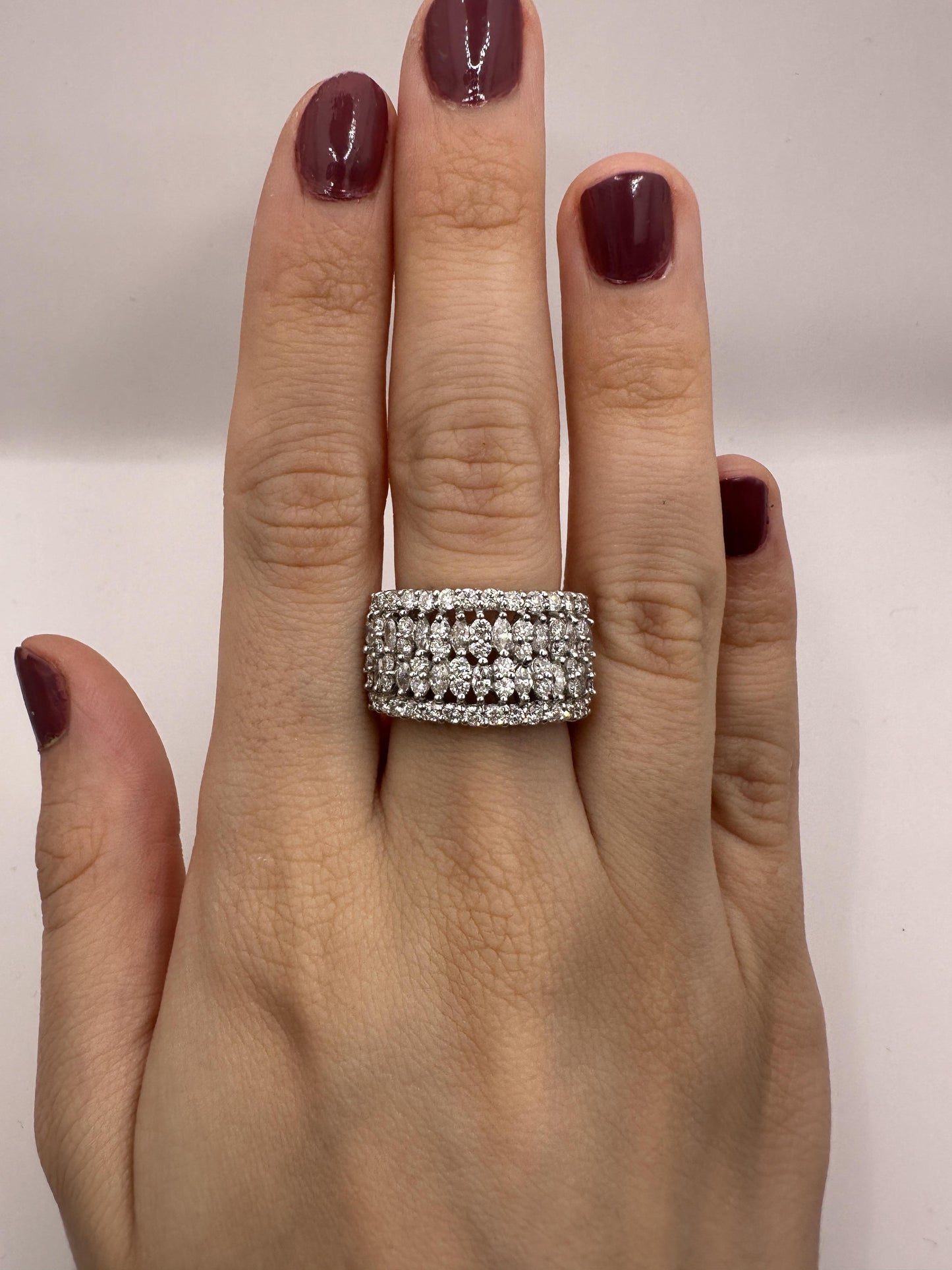 18k Marquise Cut Diamond Wide Band Ring