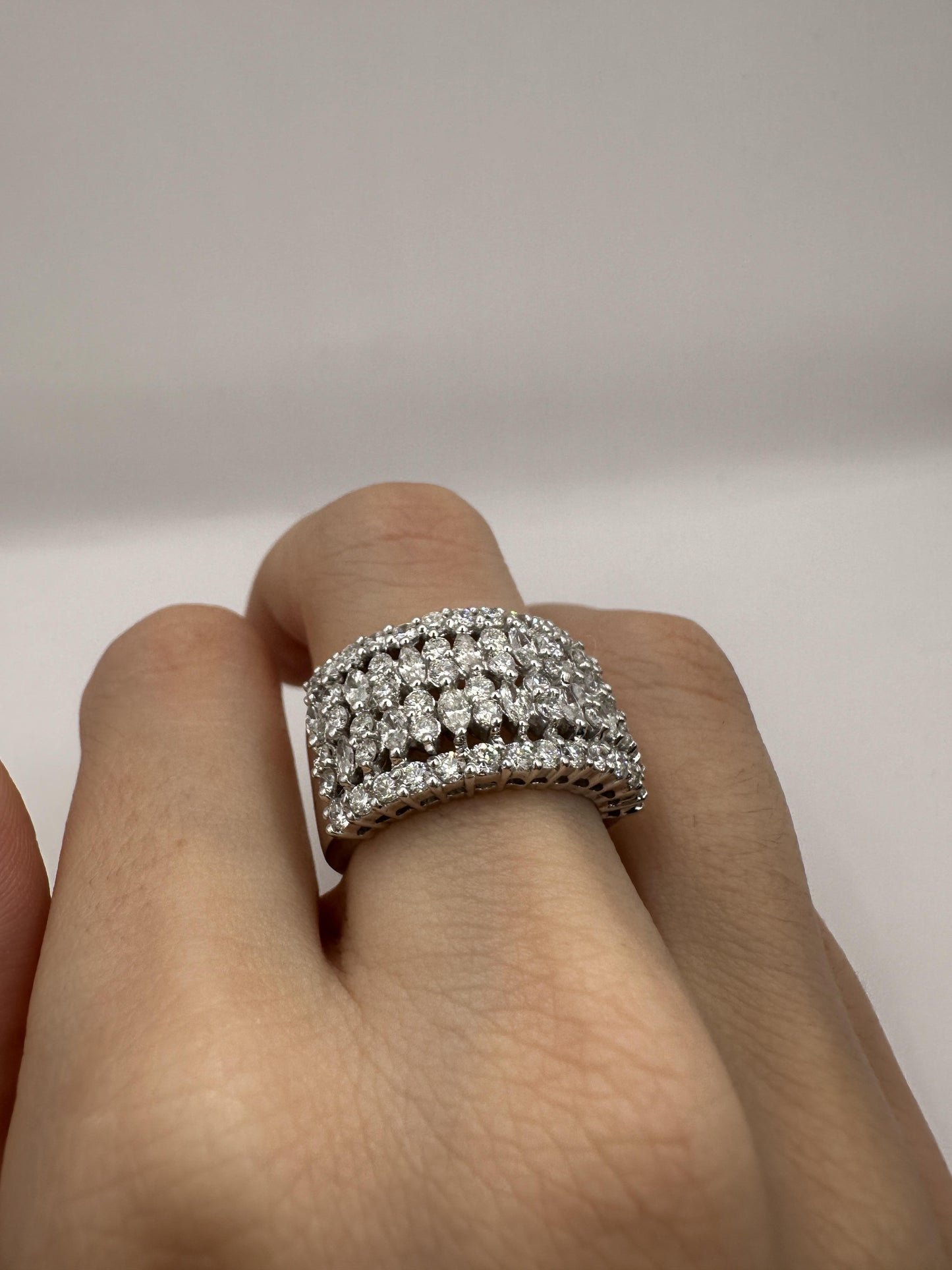 18k Marquise Cut Diamond Wide Band Ring
