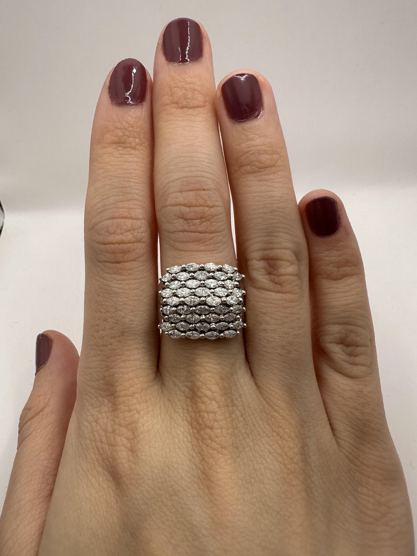 18k Marquise Cut Diamond Wide Band Ring