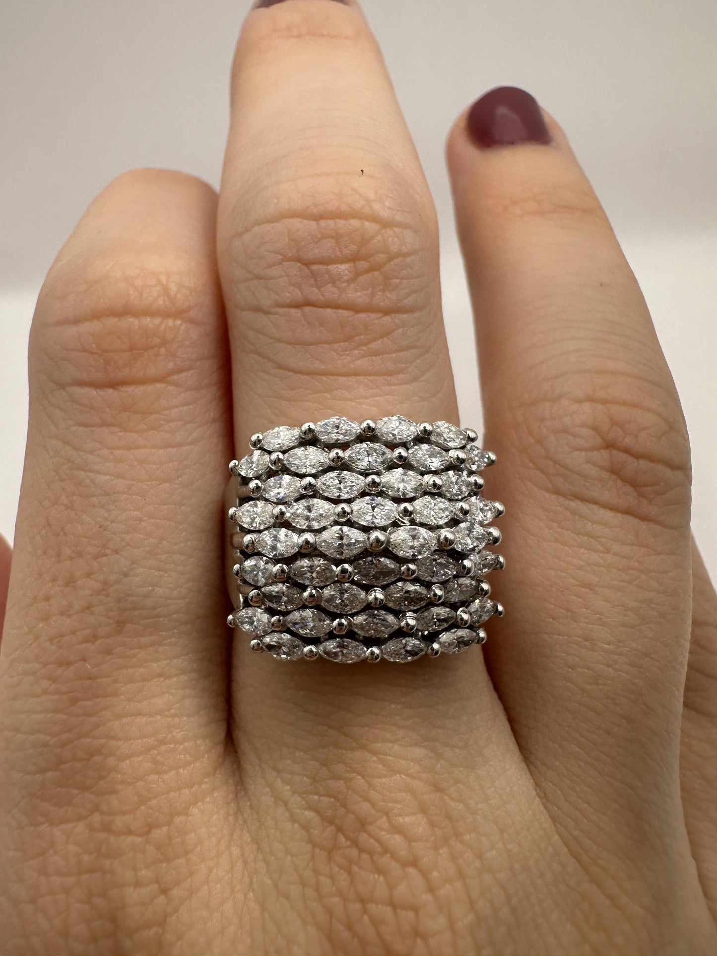 18k Marquise Cut Diamond Wide Band Ring