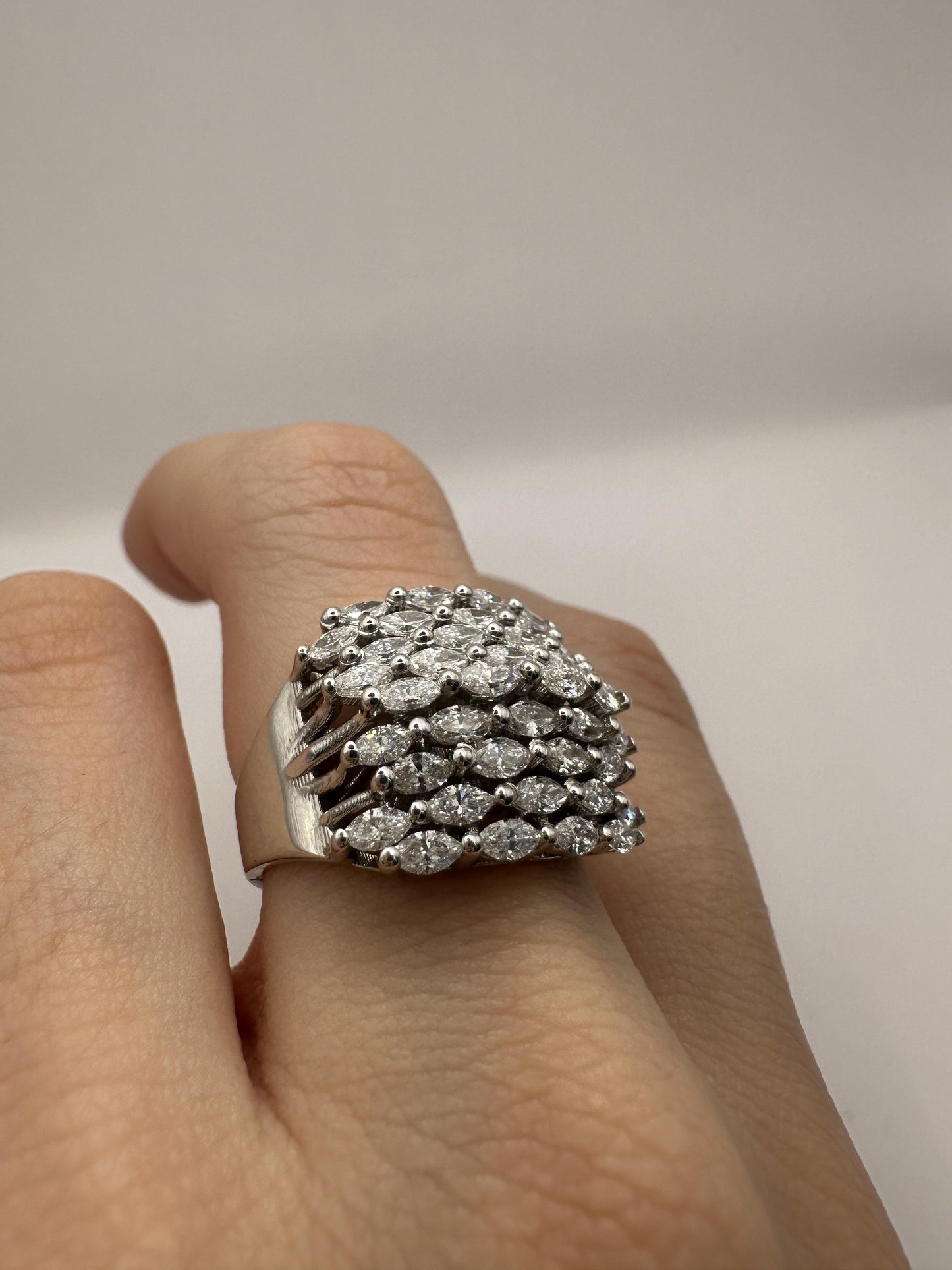 18k Marquise Cut Diamond Wide Band Ring