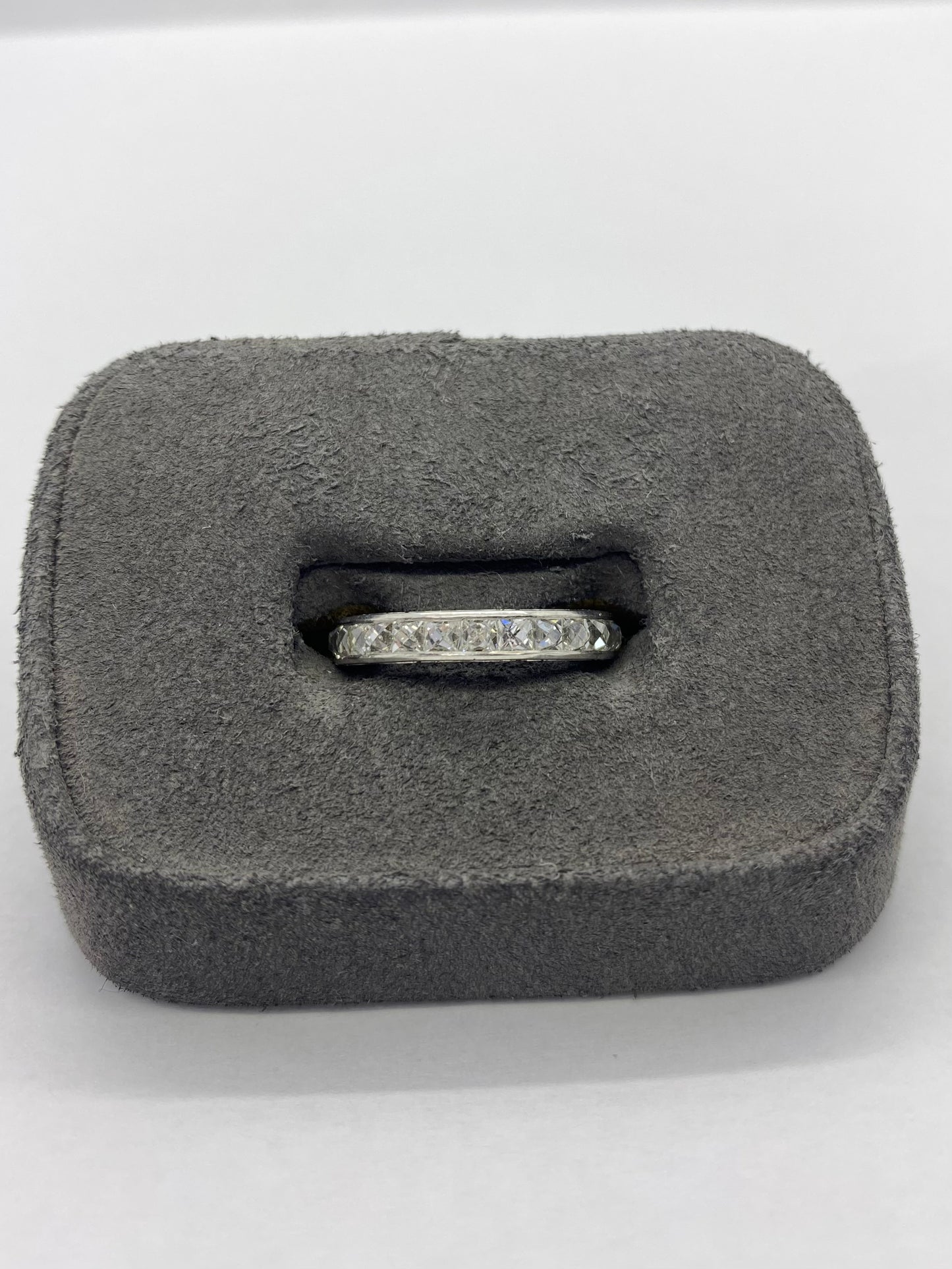 2.50 ct. Hand Engraved Platinum Repurposed French Cut Diamond Ring