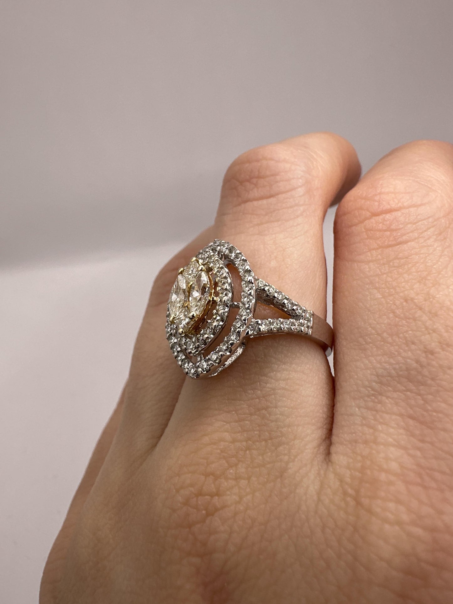 18k Marquise and Princess Cut Diamond Ring