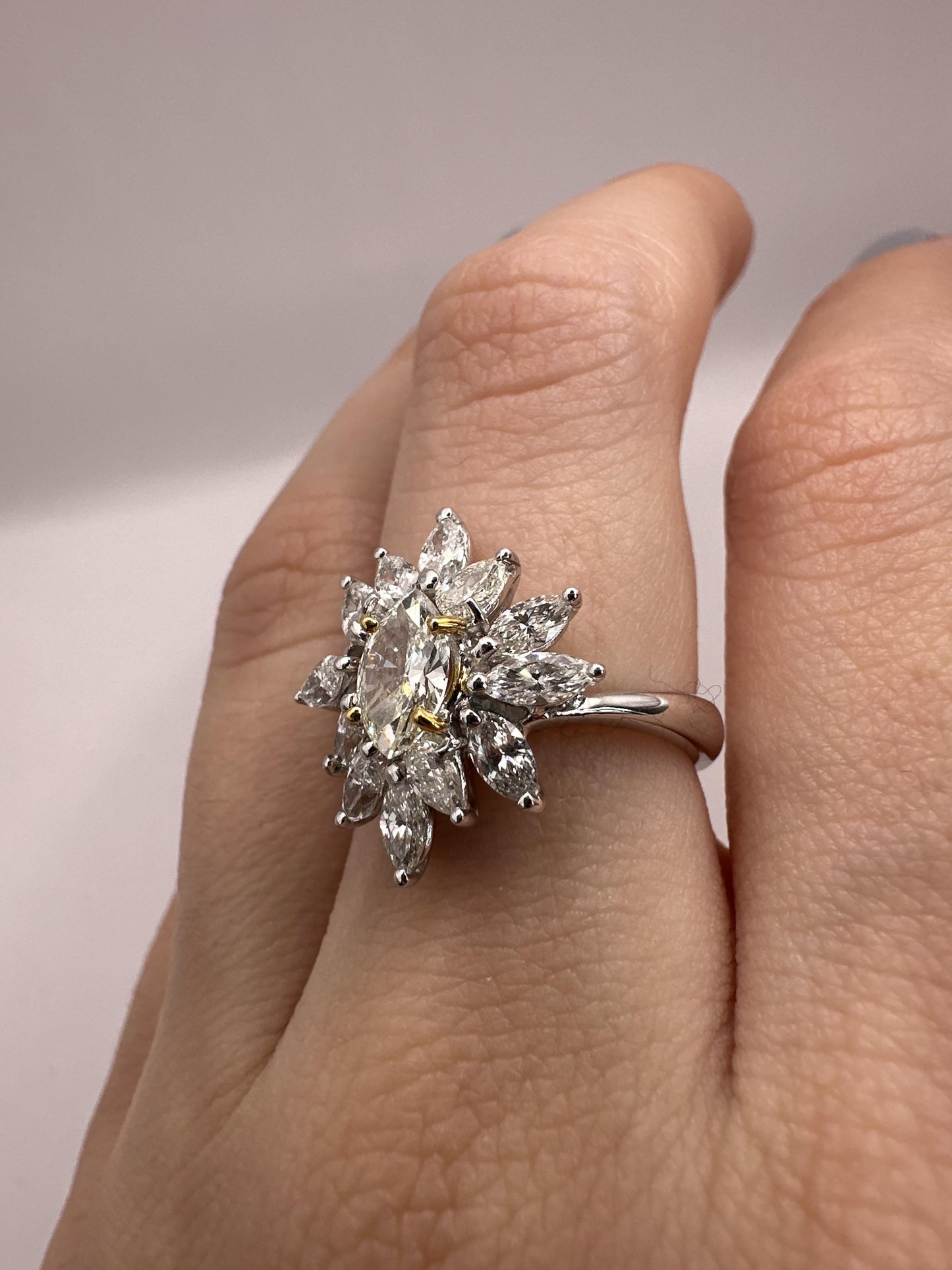 18k Diamond Ring with Marquise Center