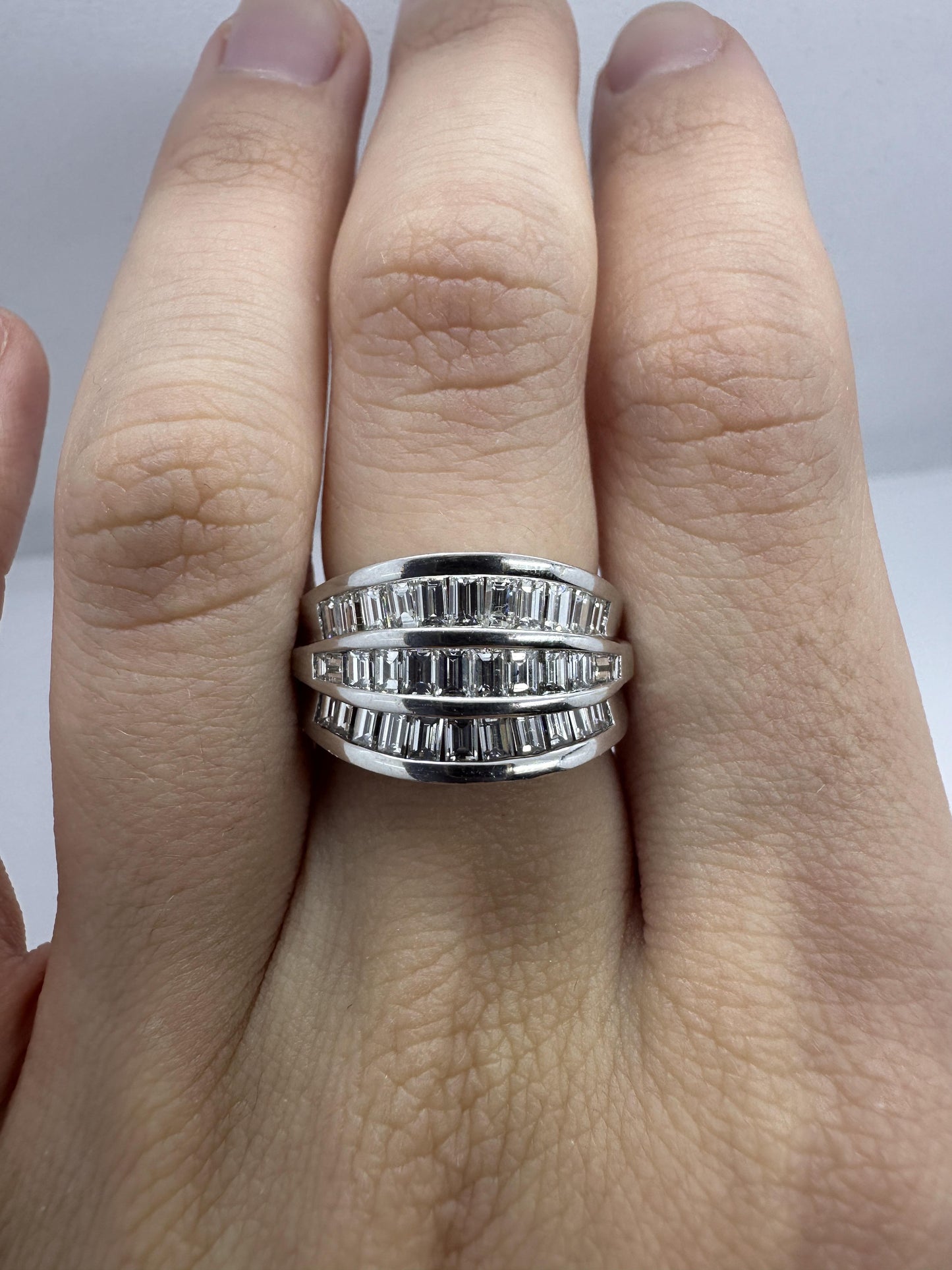 18k Baguette Cut Diamond Wide Band Ring