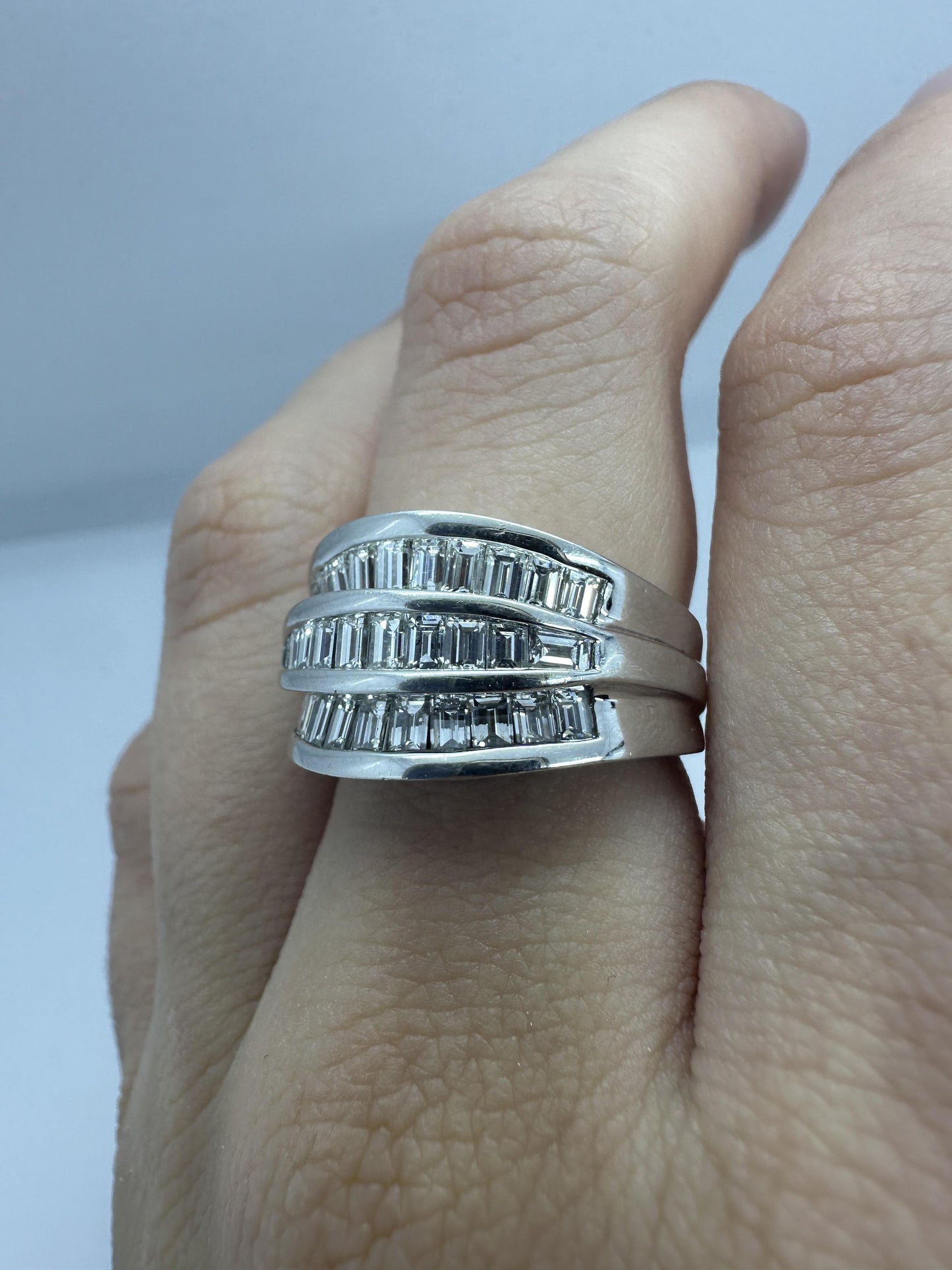 18k Baguette Cut Diamond Wide Band Ring