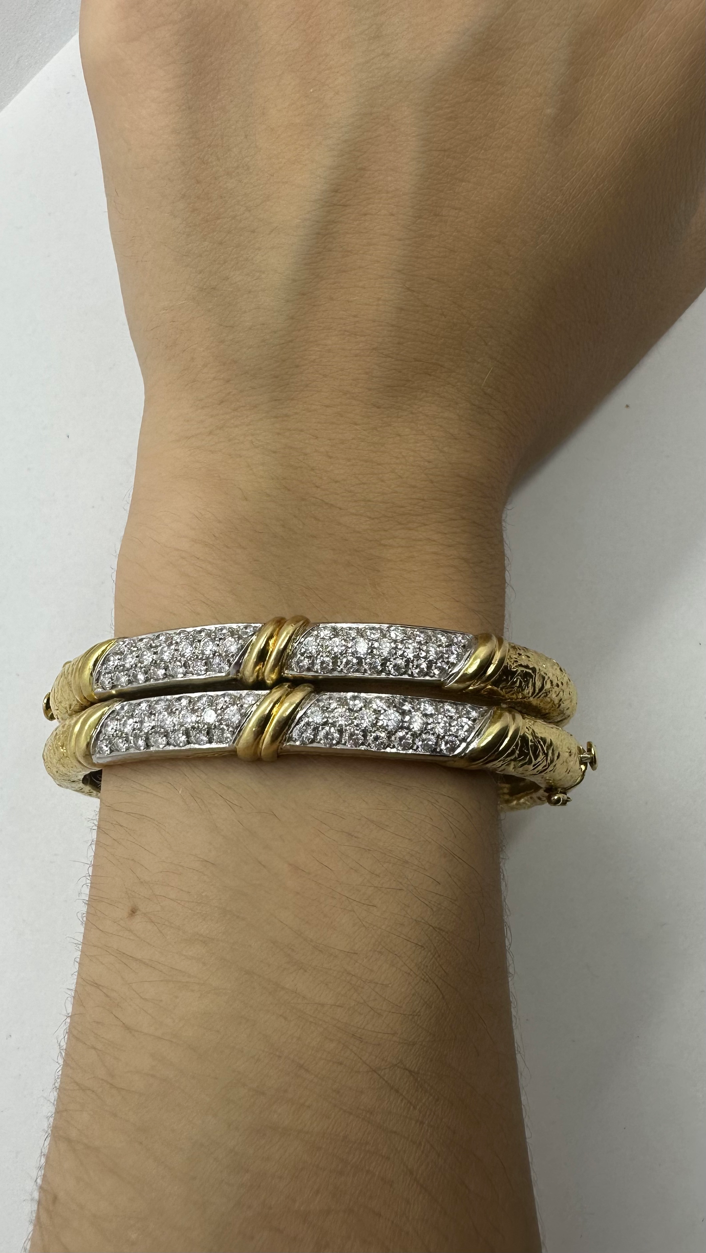 Pair of 1960’s 18k and Diamond Bangles
