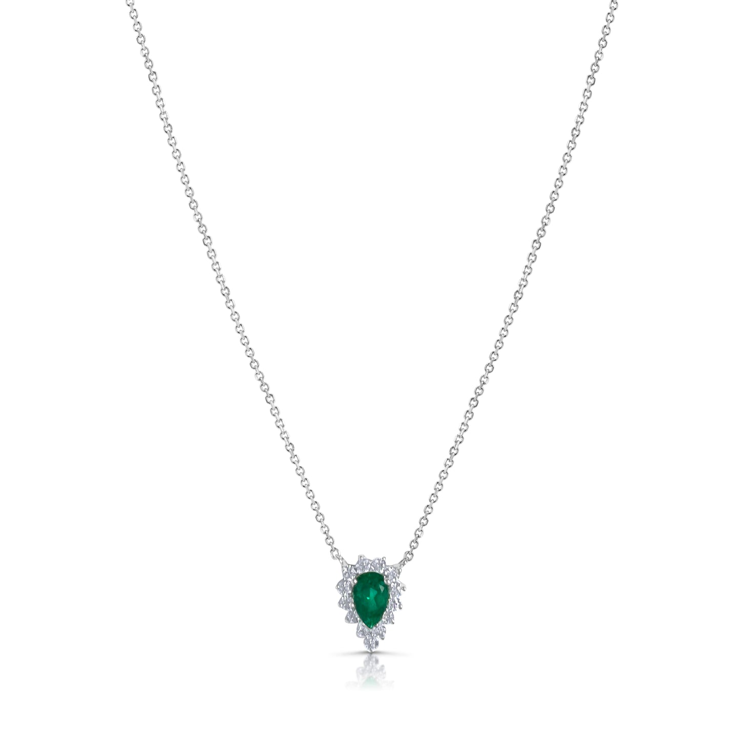 18k Emerald Pear Drop Pendant Necklace