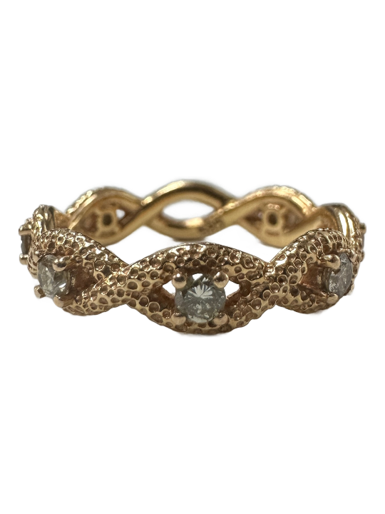 14k Rose Gold diamond Band with Continuous Infinity Motif