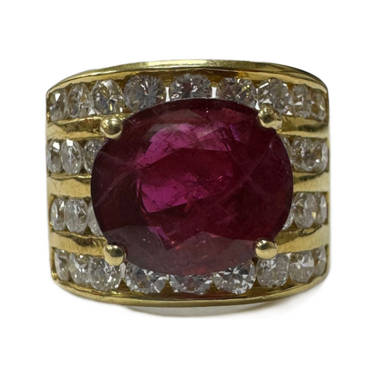 18k Estate Diamond and Ruby Ring