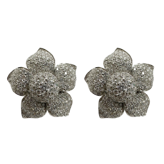 18K Floral Diamond Ear Clips