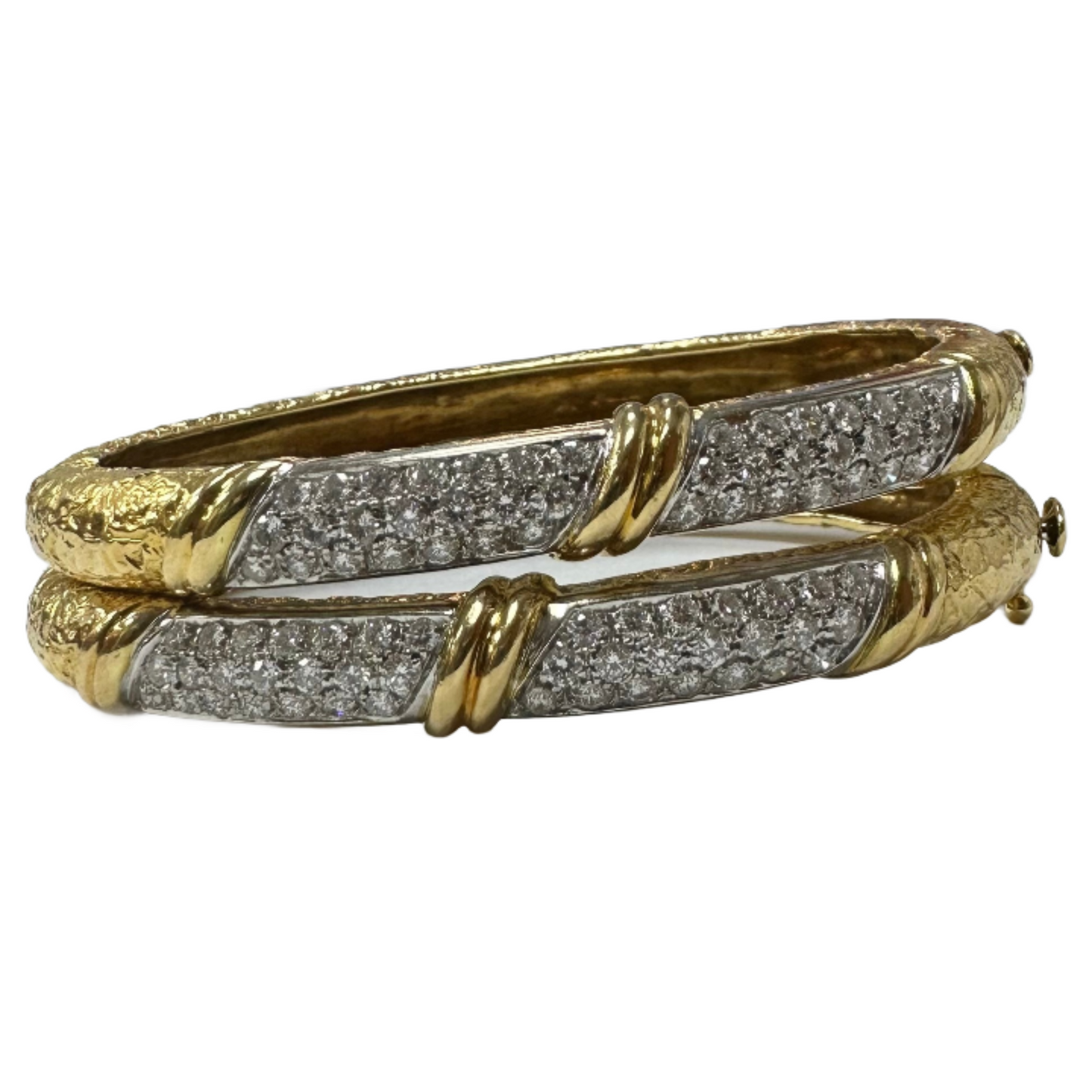 Pair of 1960’s 18k and Diamond Bangles