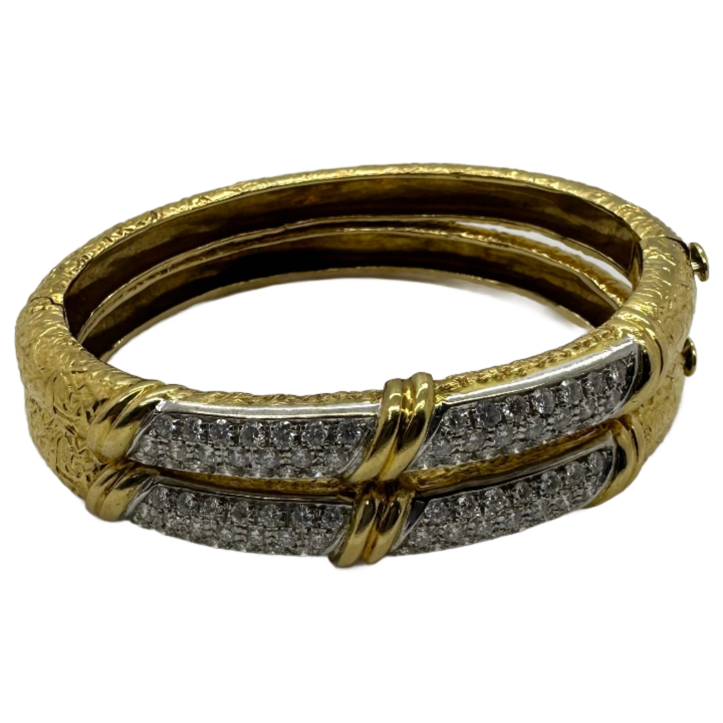 Pair of 1960’s 18k and Diamond Bangles