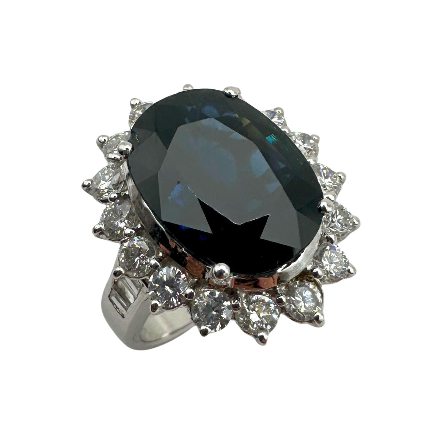 18k Diamond and Australian Sapphire Princess Diana Ring