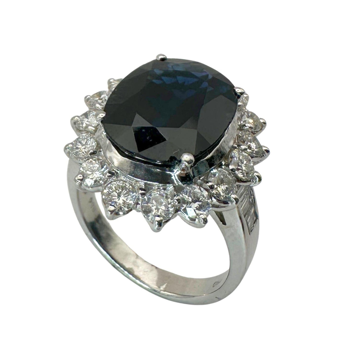 18k Diamond and Australian Sapphire Princess Diana Ring