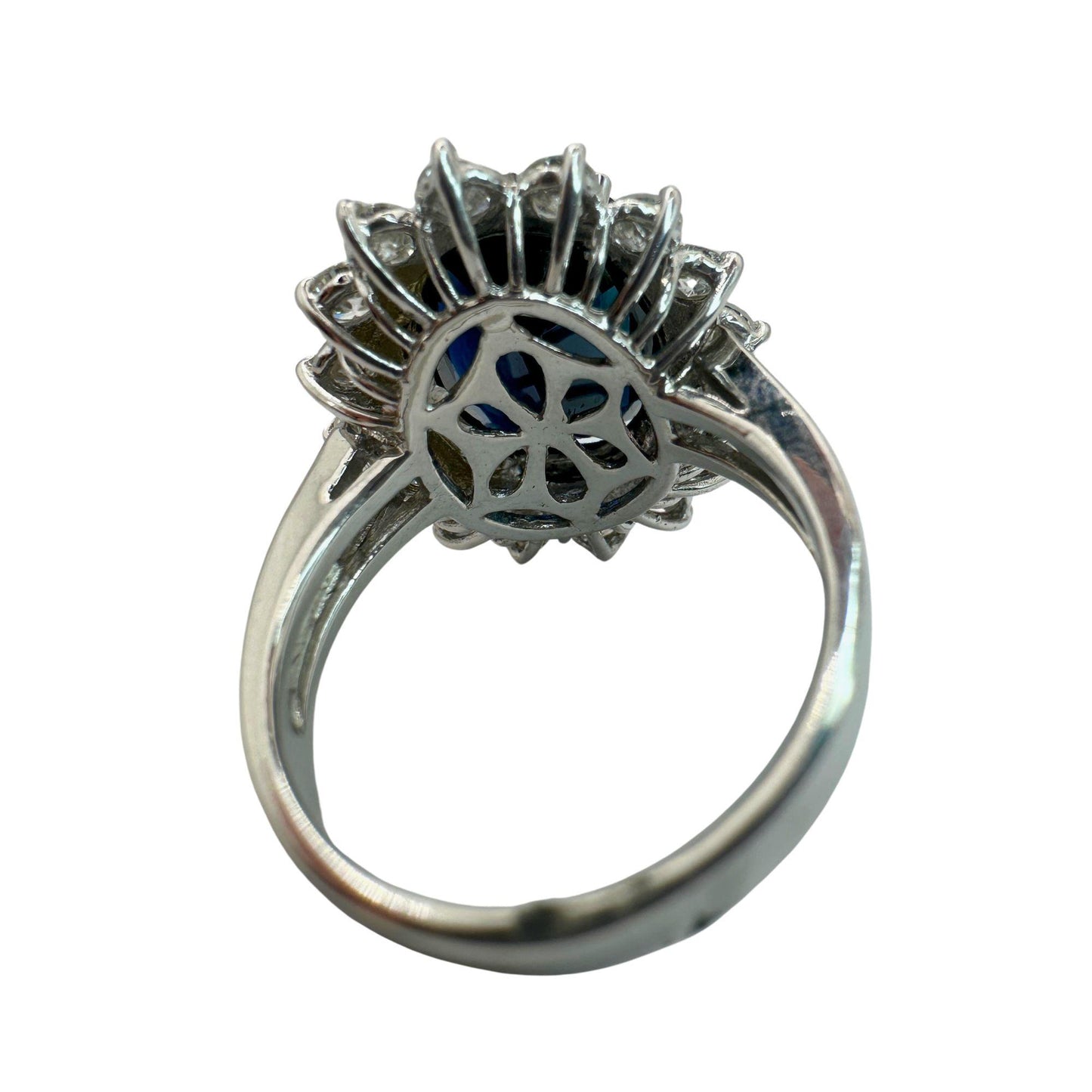 18k Diamond and Australian Sapphire Princess Diana Ring