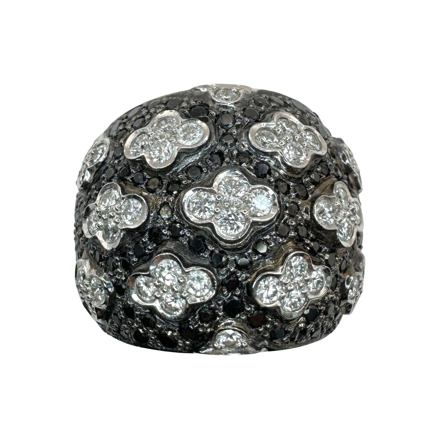 18k Black and White Diamond Wide Band Ring