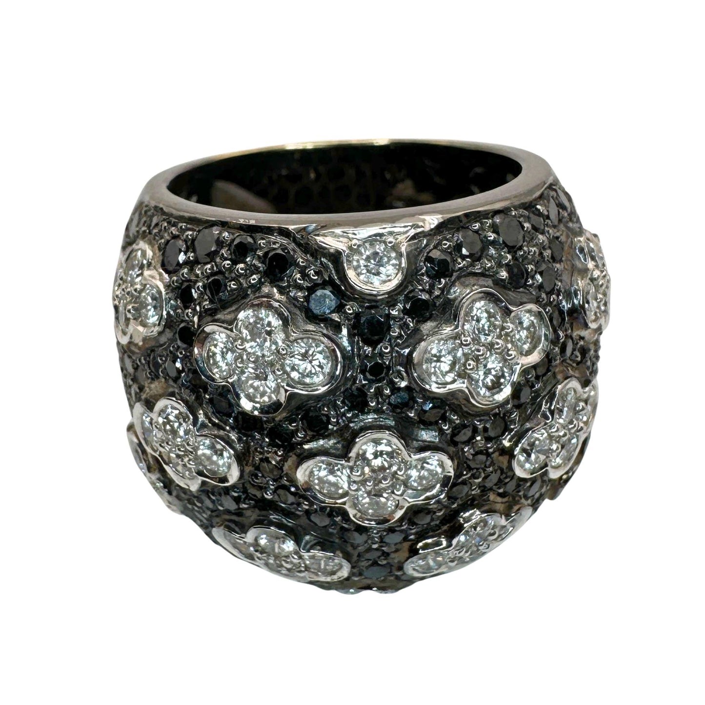 18k Black and White Diamond Wide Band Ring