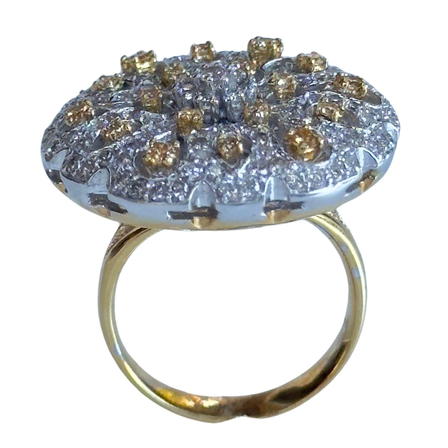18k White and Yellow Diamond Cocktail Ring
