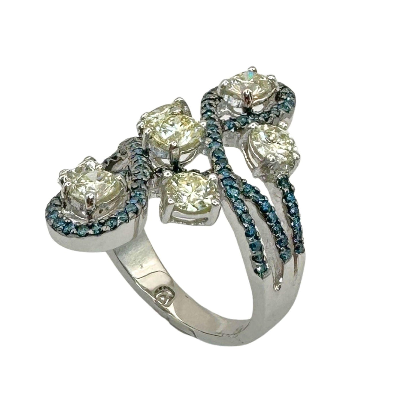 18K White and Blue Diamond Ring