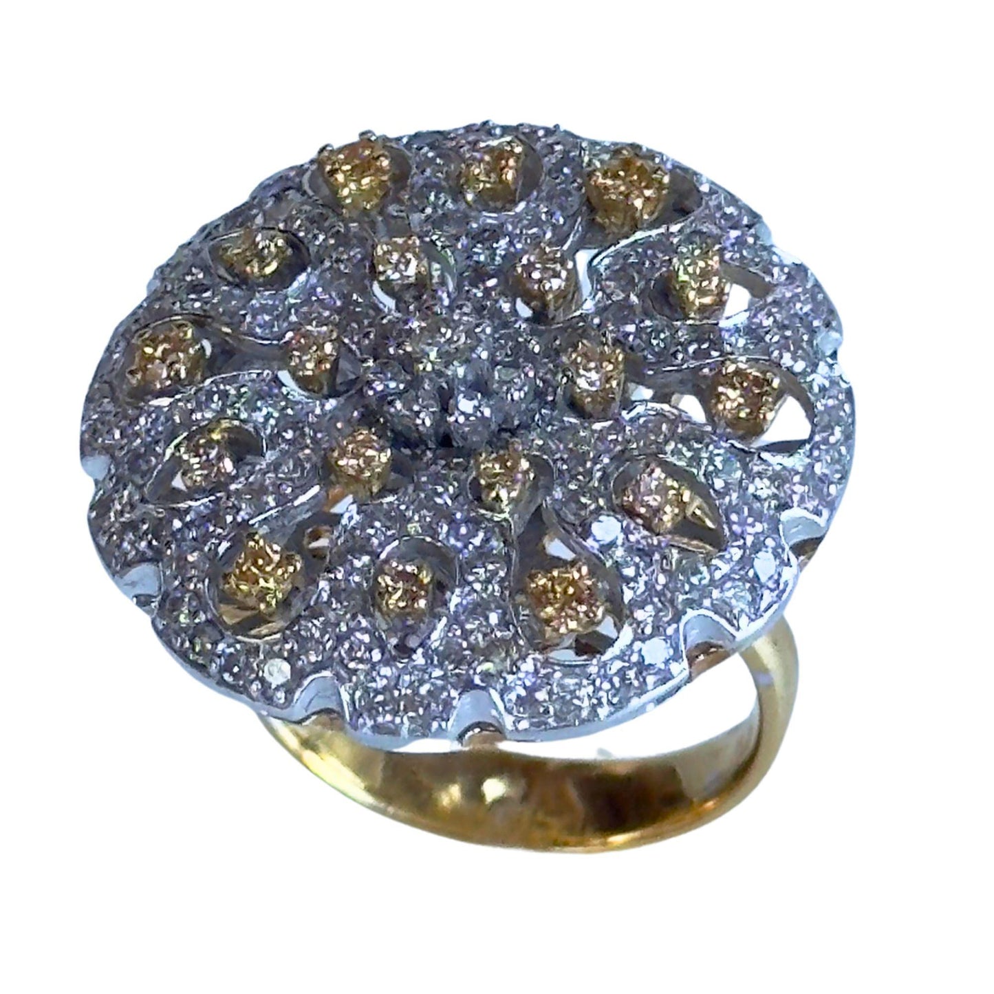 18k White and Yellow Diamond Cocktail Ring