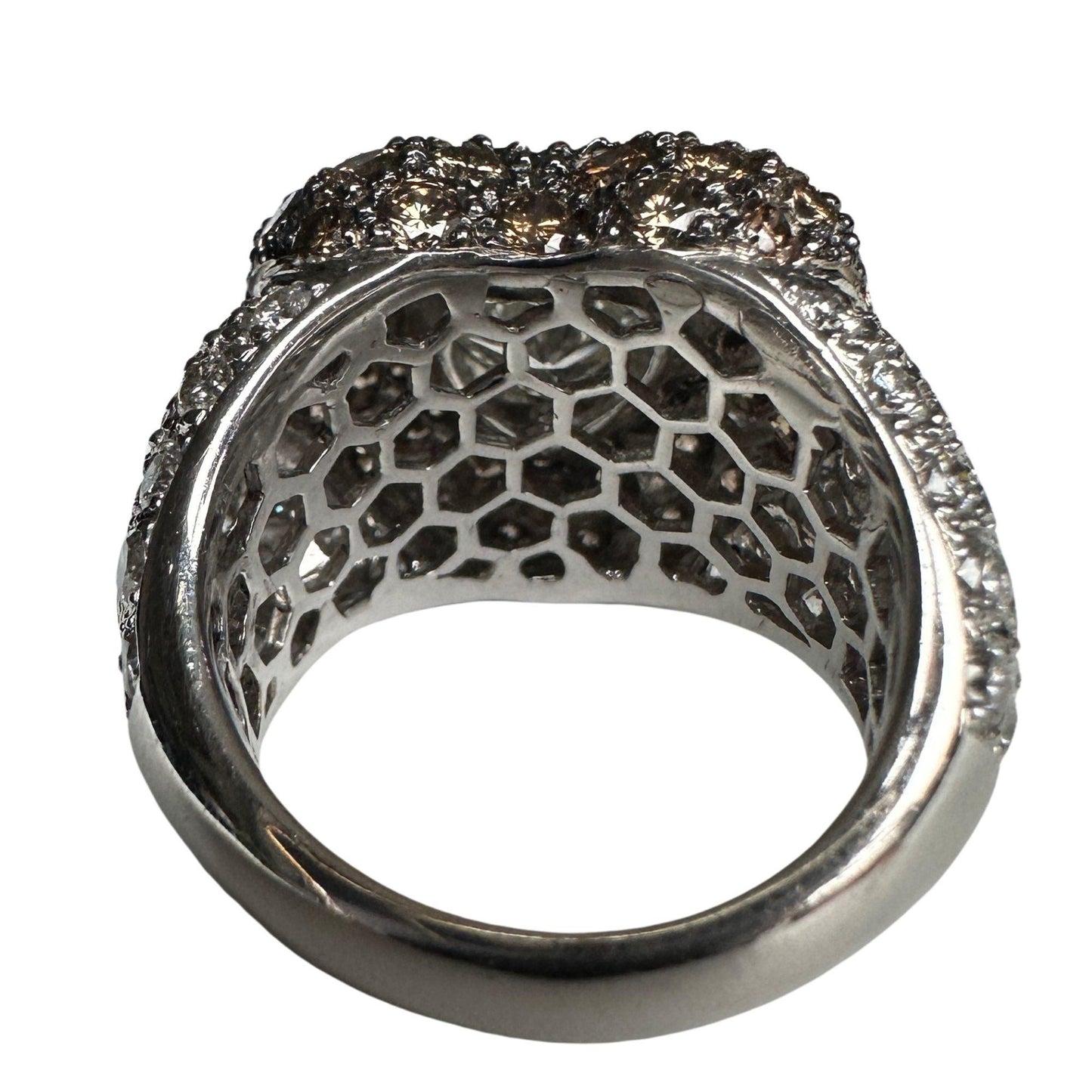 18k Heart Shaped White and Brown Diamond Ring