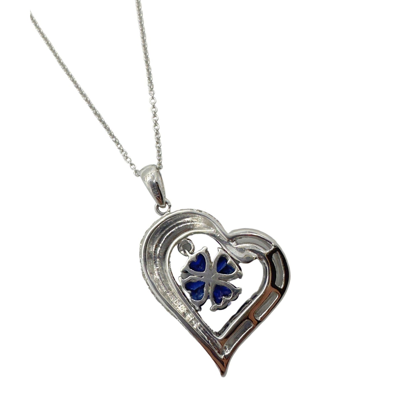 18k Diamond and Sapphire Heart Pendant Necklace