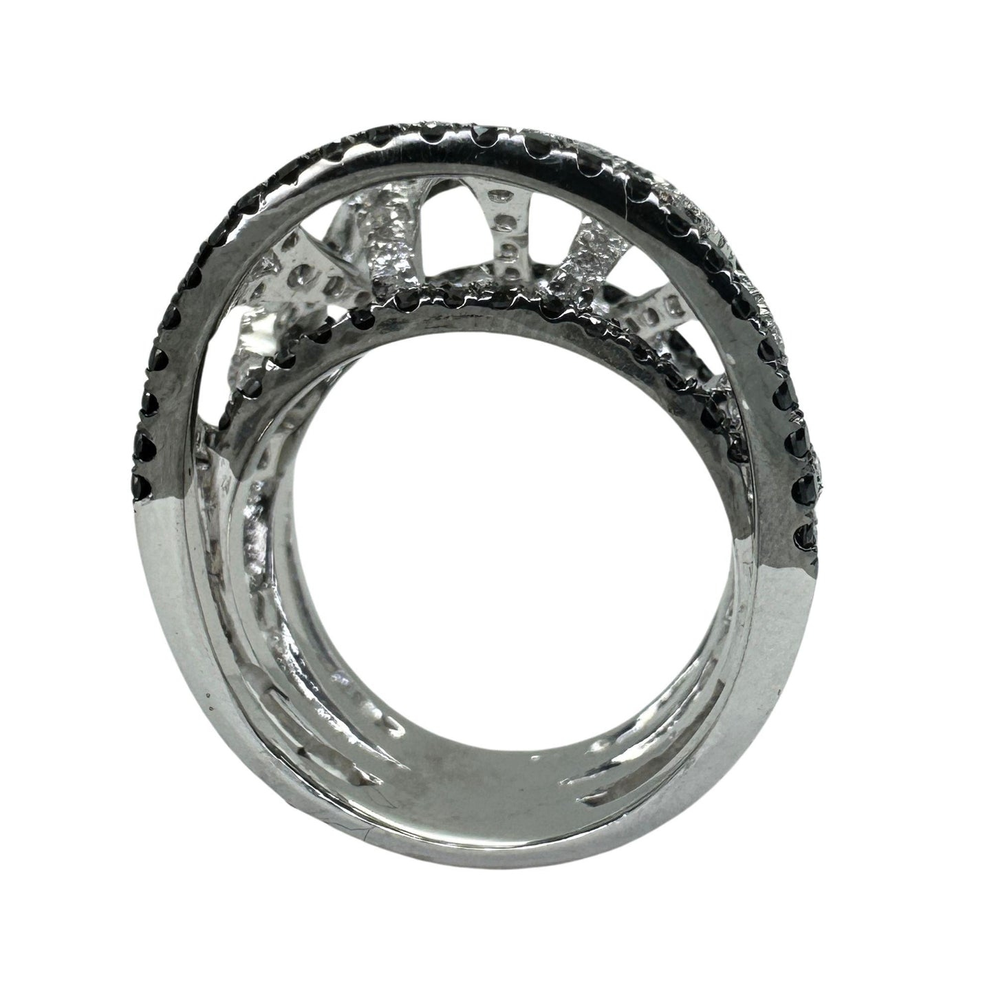 18k Black and White Diamond Wide Band Ring