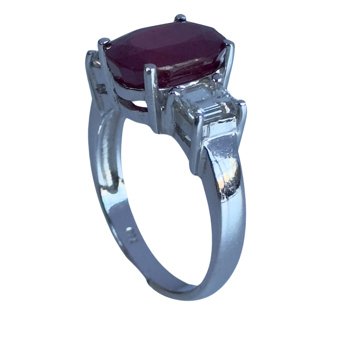 18k Diamond and African Ruby Three Stone Ring