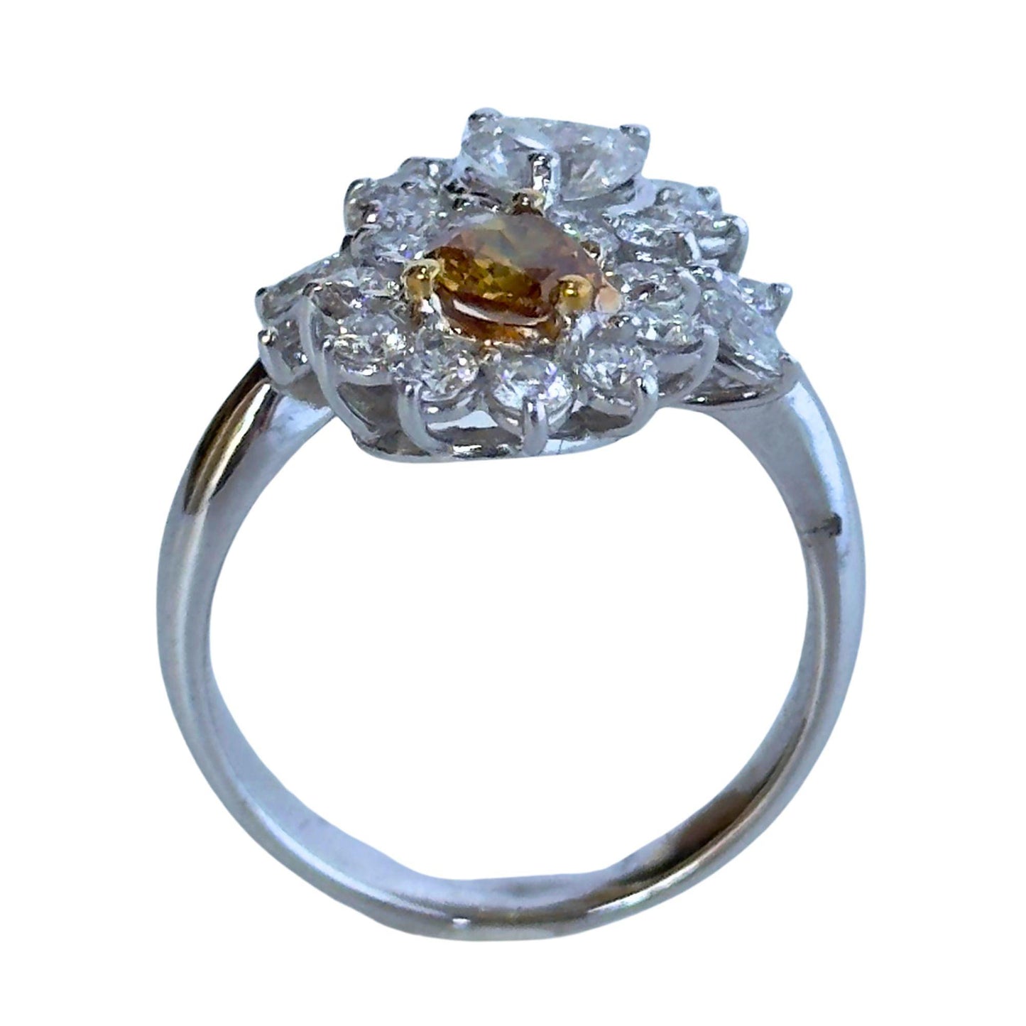 18k White and Yellow Diamond Floral Ring