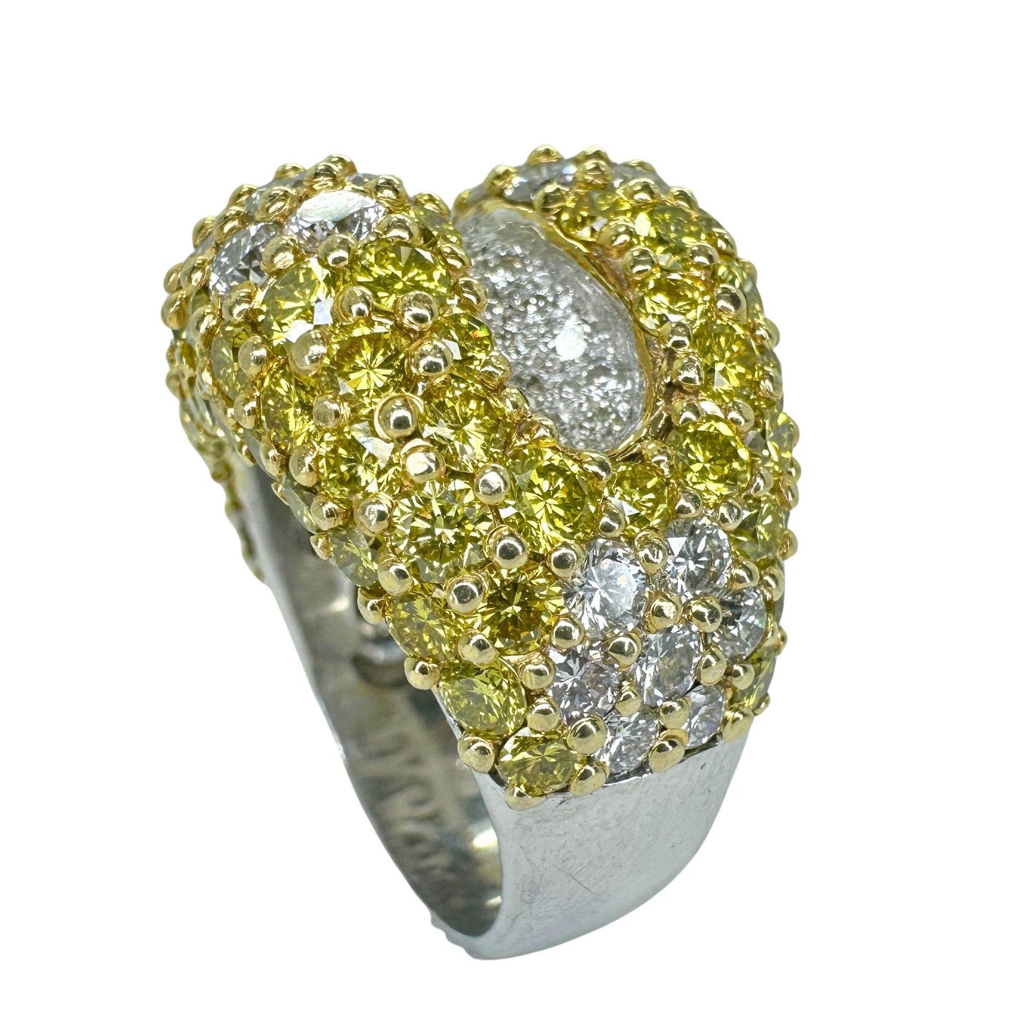 18k Heavy White and Yellow Diamond Ring