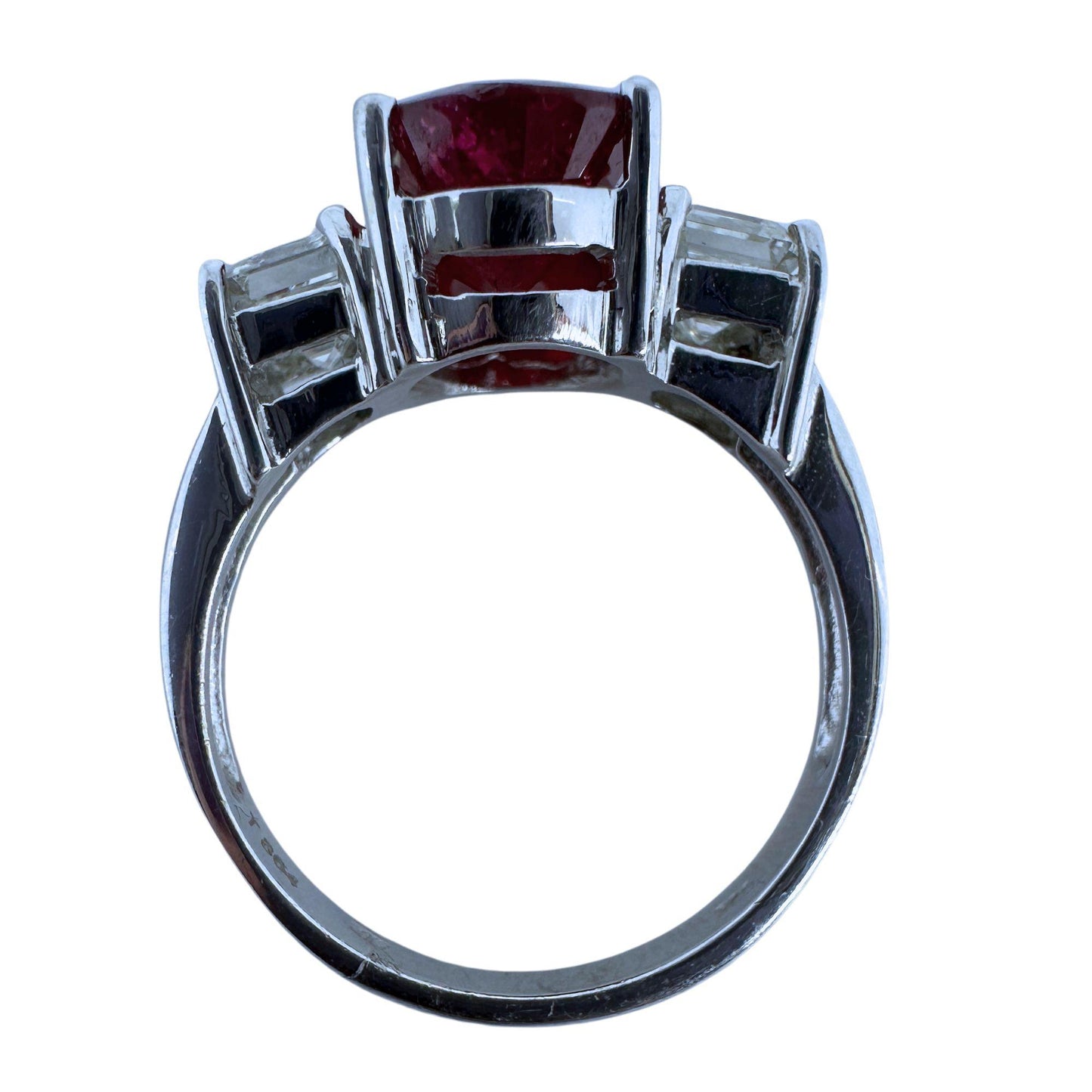 18k Diamond and African Ruby Three Stone Ring