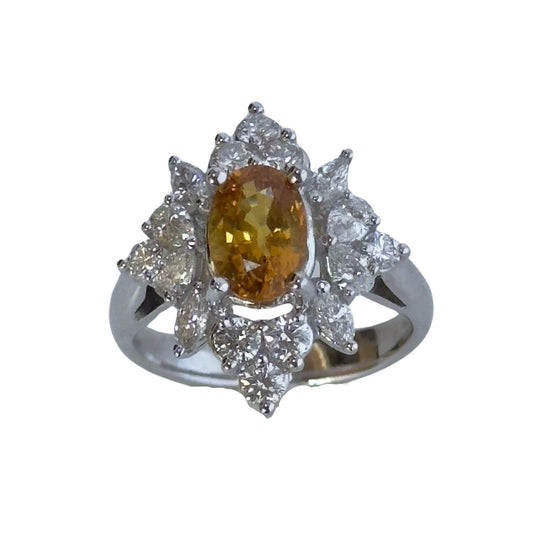 18k White and Yellow Sapphire Ring