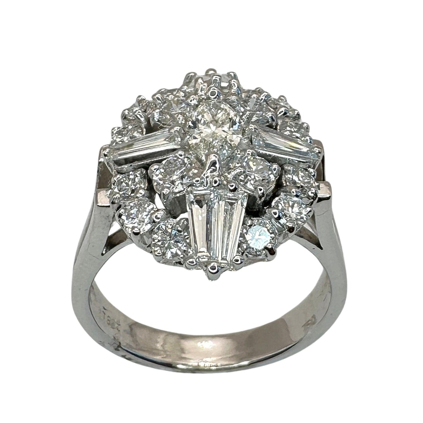 18k Baguette and Marquise Cut Diamond Ring