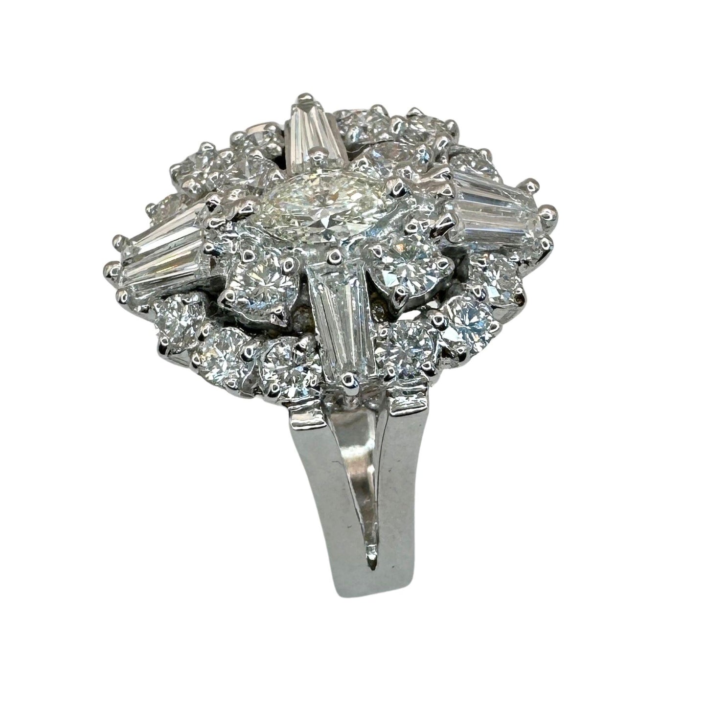 18k Baguette and Marquise Cut Diamond Ring