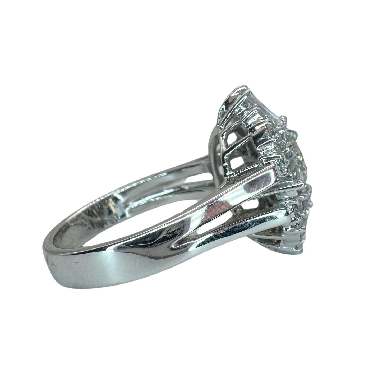 18k Baguette and Marquise Cut Diamond Ring