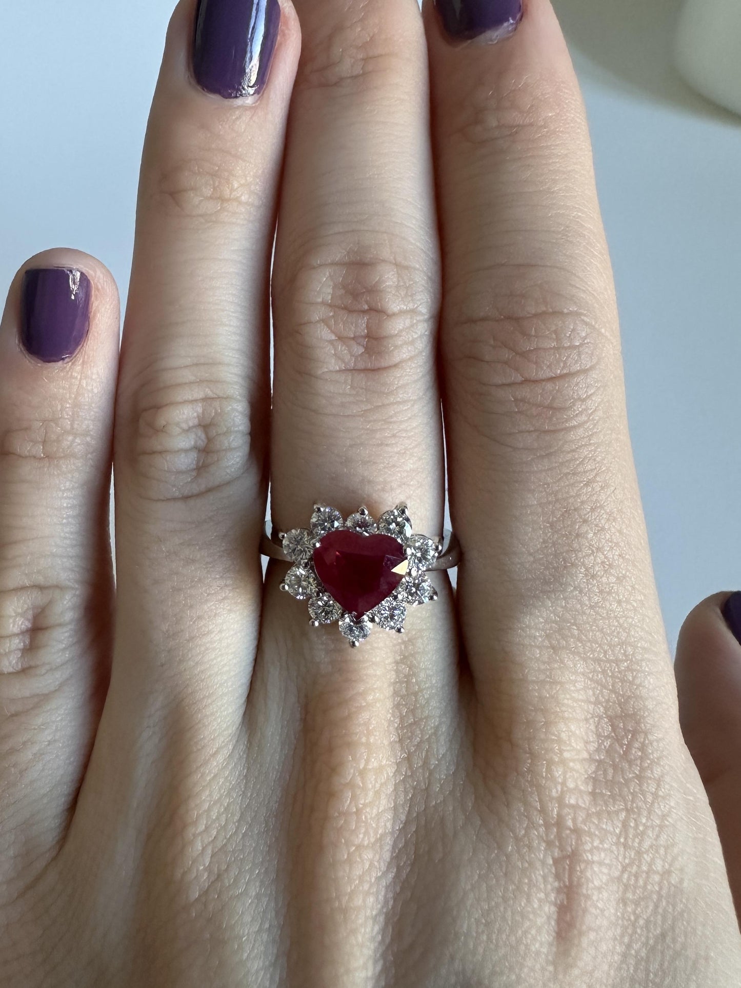 18k Diamond and Ruby Heart Ring
