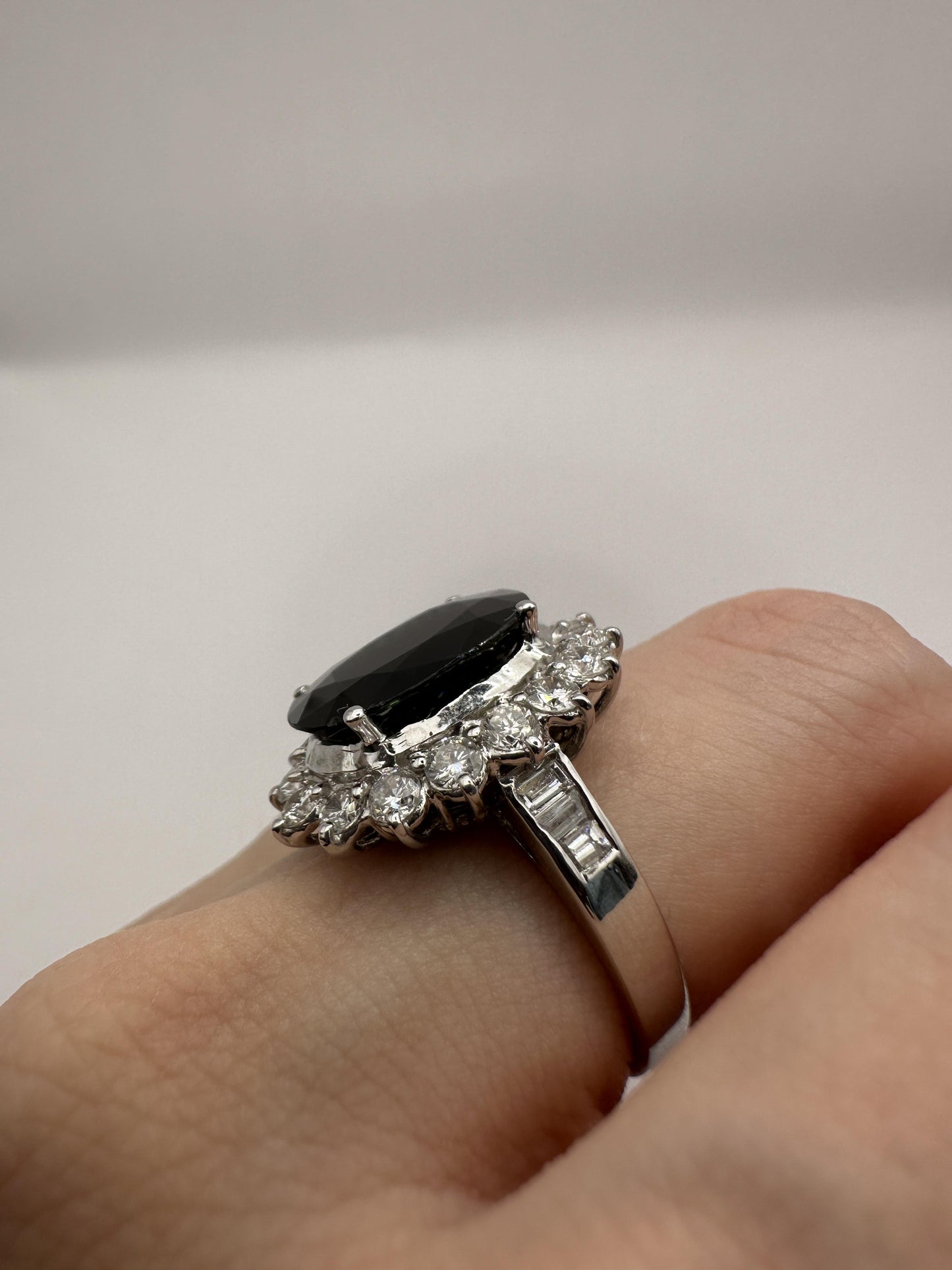 18k Diamond and Australian Sapphire Princess Diana Ring