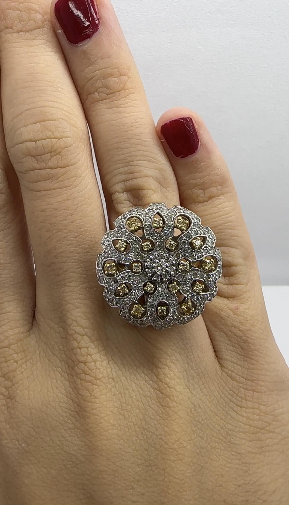 18k White and Yellow Diamond Cocktail Ring
