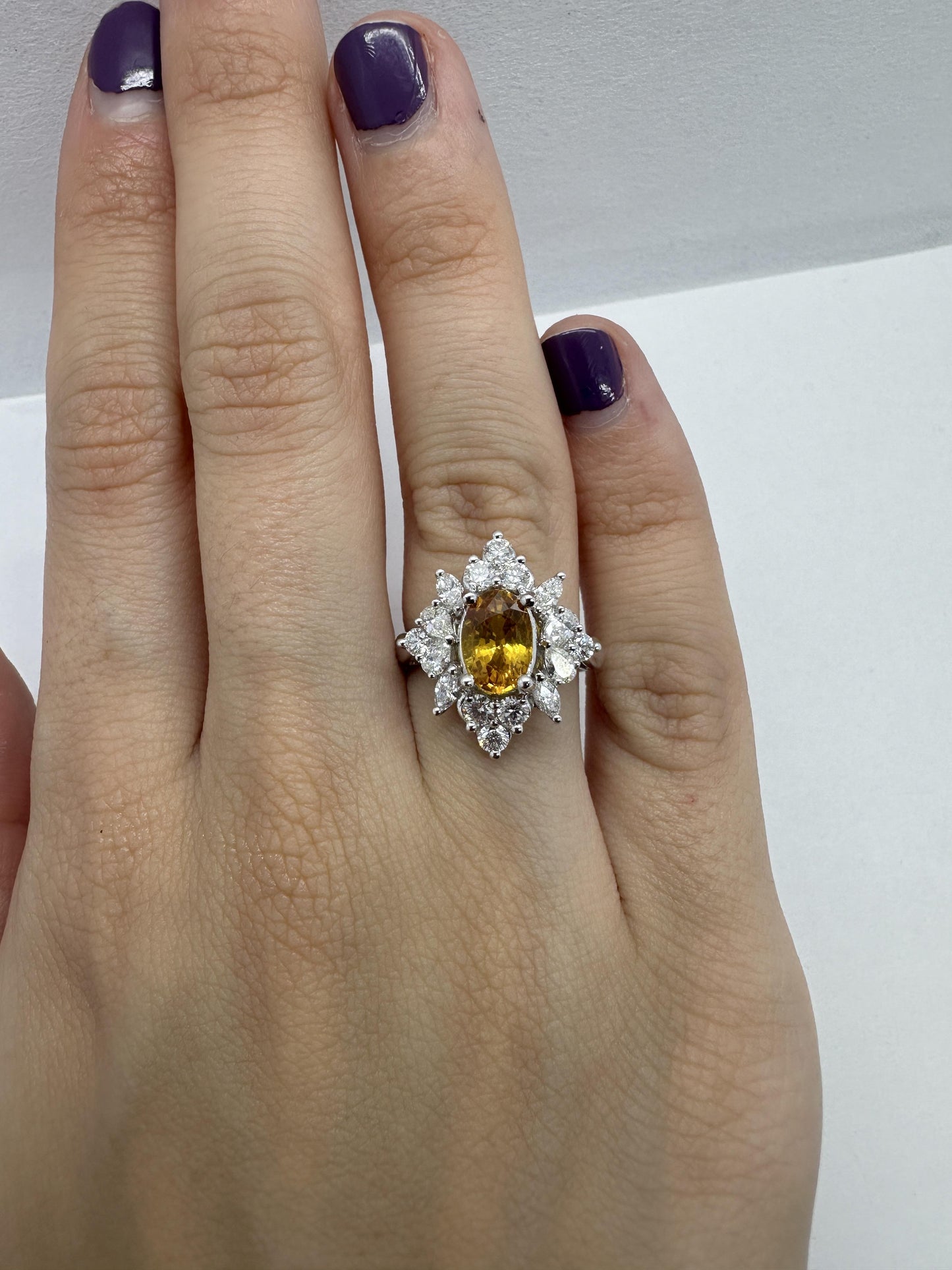 18k White and Yellow Sapphire Ring