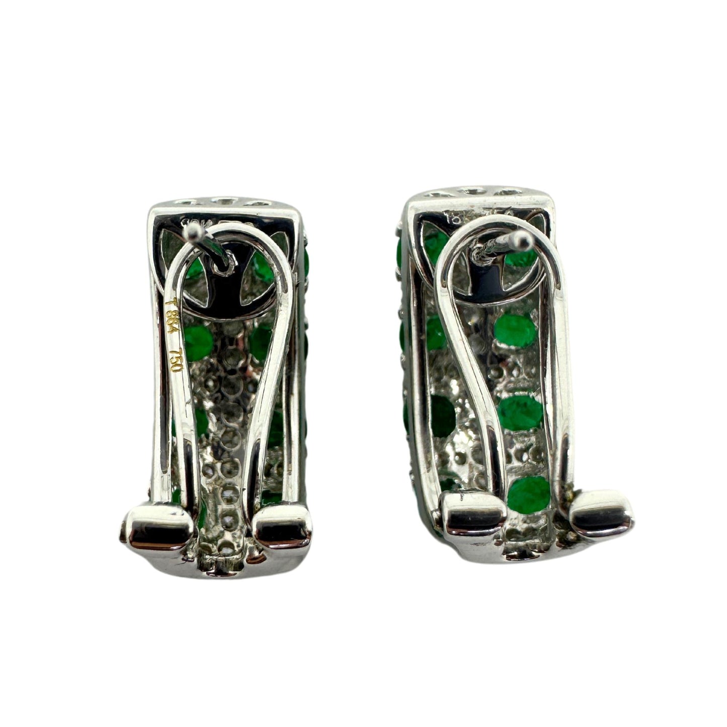 18K Diamond and Emerald Earrings